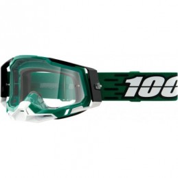 GAFAS GOGGLE 100% RACECRAFT 2 LENTE TRANSPARENTE Verde/Blanco