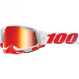 GAFAS GOGGLE 100% RACECRAFT 2 LENTE OPACA Blanco/Rojo
