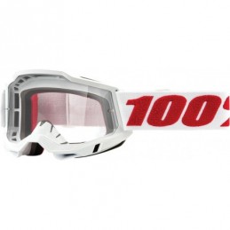 GAFAS GOGGLE 100% ACCURI 2 CON LENTE TRANSPARENTE Blanco/Rojo