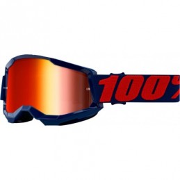 GAFAS GOGGLE 100% STRATA 2 CON LENTE OPACA Azul Oscuro/Rojo