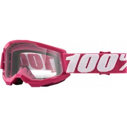 GAFAS GOGGLE 100% STRATA 2 JOVEN CON LENTE TRANSPARENTE Rosa/Blanco