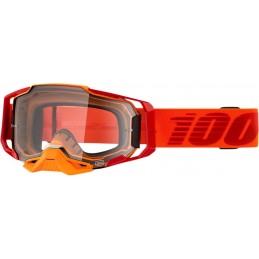 GAFAS GOGGLE 100% ARMEGA CON LENTE TRANSPARENTE Naranja/Rojo