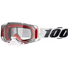 GAFAS GOGGLE 100% ARMEGA CON LENTE TRANSPARENTE Blanco/Negro/Rojo