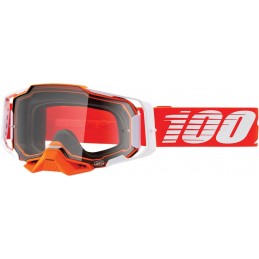 GAFAS GOGGLE 100% ARMEGA CON LENTE TRANSPARENTE Rojo/Blanco