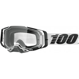 GAFAS GOGGLE 100% ARMEGA CON LENTE TRANSPARENTE Blanco/Negro