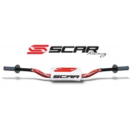 Manillar SCAR O² Ø28,6mm McGrath de aluminio sin barra Rojo/Blanco
