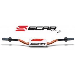 Manillar SCAR O² Ø28,6mm McGrath de aluminio sin barra Naranja/Blanco