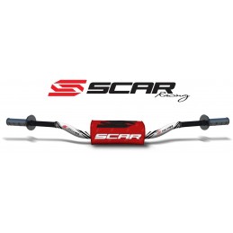 Manillar SCAR O² Ø28,6mm McGrath de aluminio sin barra Blanco/Rojo