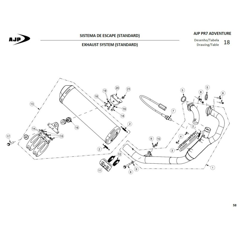 Abrazadera protección colector de escape (32x50 W2) para AJP 00DES01A0018