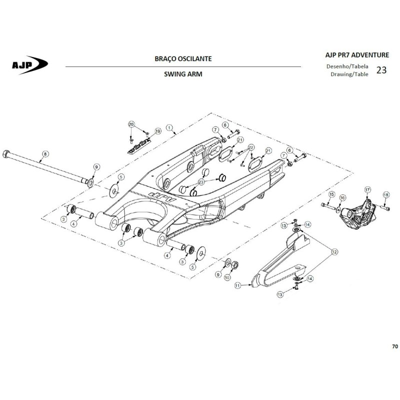 Tuerca eje brazo (din 934 M14x1.5) para AJP PC0934014000