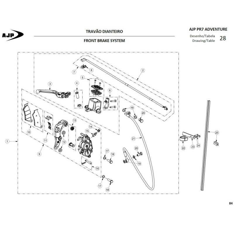 Guia del tubo de freno delantero (kit 466-30 mm) para AJP 00TRS01A0132