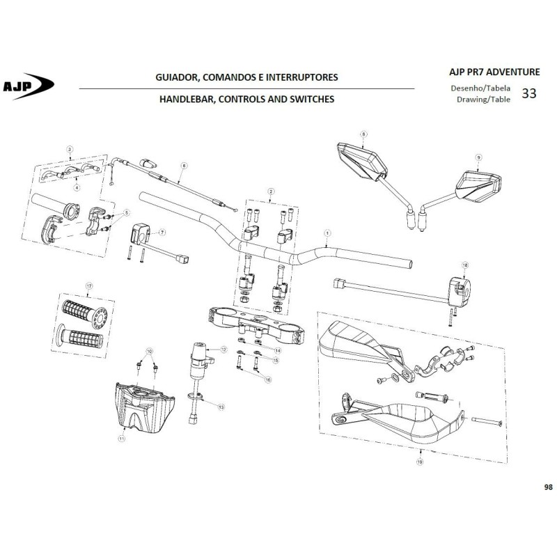 Abrazadera del manillar (kit ajp) para AJP 00SFS01A0061