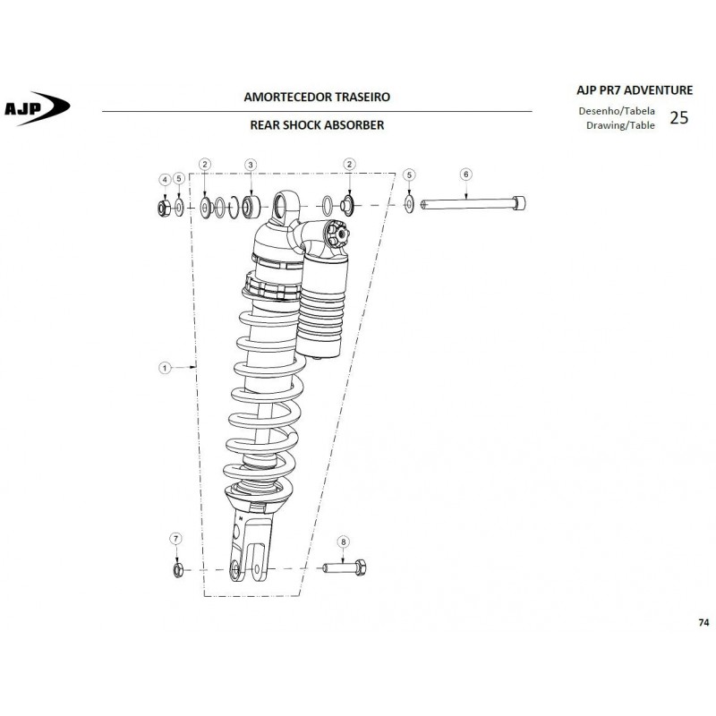 Tornillo especial amortiguador (M10 x 47 x 1,25) (gold ed) - 2025 para AJP 00STS07A0097