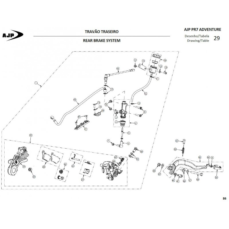 Pedal freno trasero (gold ed) - 2025 para AJP 00TRS07C0096