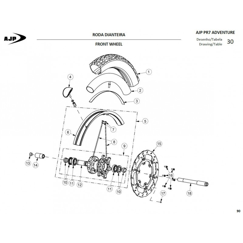 Radios rueda delantera (acero inoxidable 235x4) - 2025 para AJP 00RFS01B0134