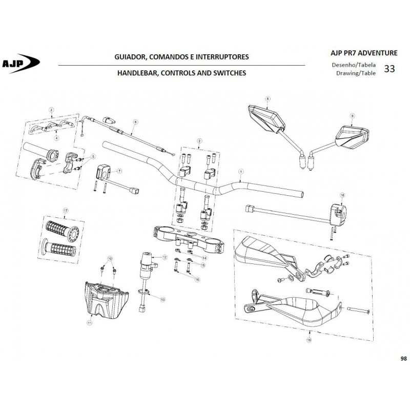 Interruptor luces 2025 (luces cruce y carretera encendidas) - 2025 para AJP 00ELC01B0057