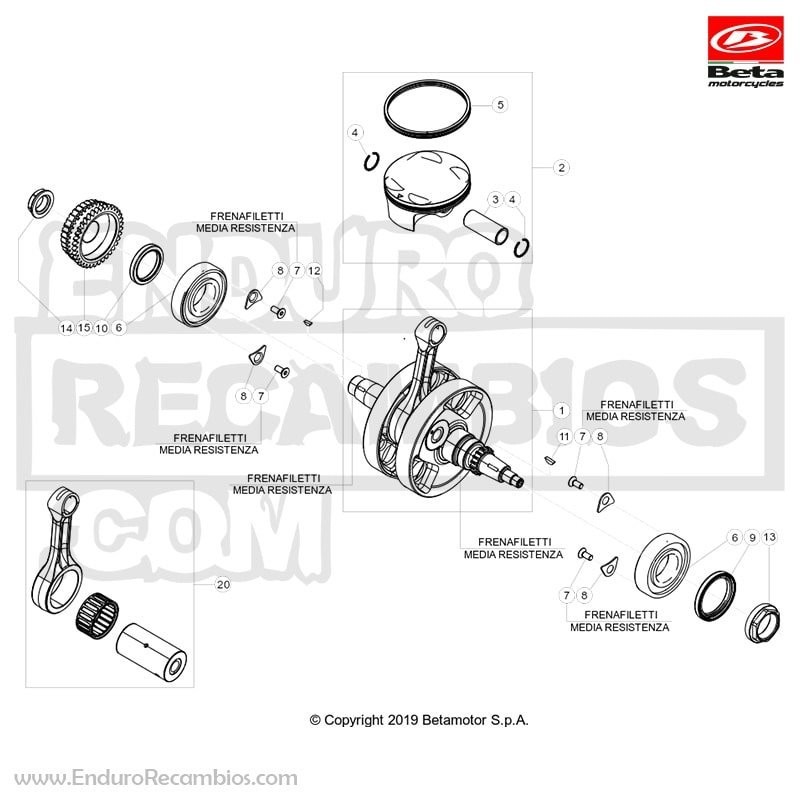 PISTÓN COMPLETO 480 CC MEDIDA 1 - 030020508001