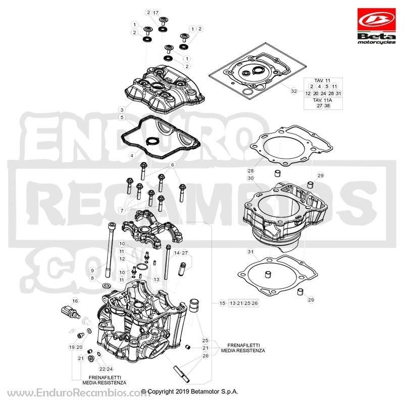 JUNTA BASE CILINDRO SPESS- 0,40 MM - 026110260000 - 065110050000