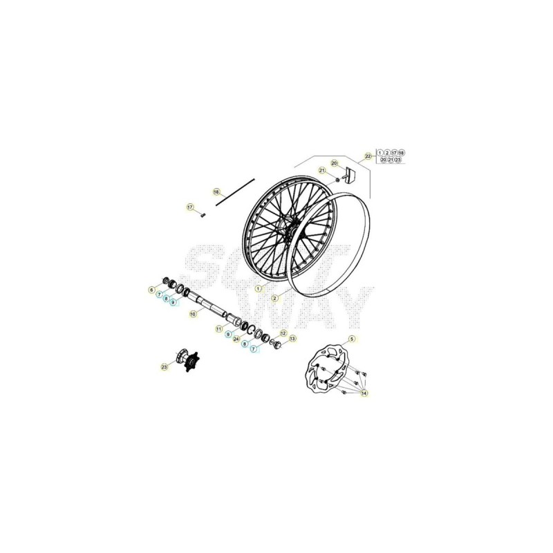 Nº 22 - RUEDA DELANTERA RX 2T 300 - 040410020032