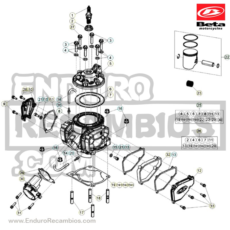 Nº 5 - CULATA D-73 NEGRA XTRAINER 2T 300 - 036110138052