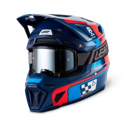 Kit Casco + Gafas Leatt Moto 8.5 XS / Azul/Rojo