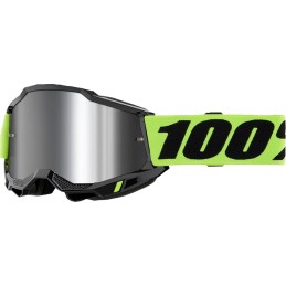 Gafas 100% Accuri 2 Negro/Plateado/Verde flúor/Amarillo flúor - lente espejo plateado
