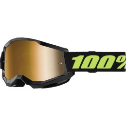 Gafas 100% Strata 2 Negro/Dorado/Amarillo flúor - lente espejo dorado