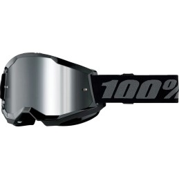 Gafas 100% Strata 2 Junior Negro/Plateado/Gris oscuro - lente espejo plateado