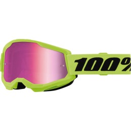 Gafas 100% Strata 2 Junior Negro/Rosa/Amarillo flúor - lente espejo rosa