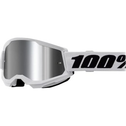 Gafas 100% Strata 2 Junior Negro/Plateado/Blanco - lente espejo plateado