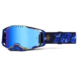 Gafas 100% Armega Bruni Signature Azul/Azul oscuro/Azul claro/Dorado - lente espejo azul