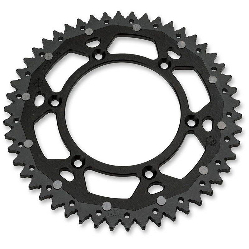 Corona bimetálica de aluminio y acero 48 dientes paso 428 negra Moose Racing KTM