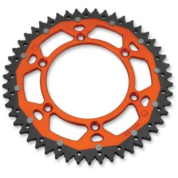 Corona bimetálica de aluminio y acero 49 dientes paso 428 naranja Moose Racing KTM