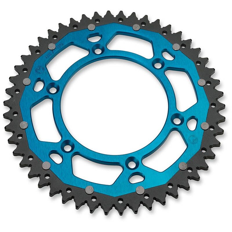 Corona bimetálica de aluminio y acero 50 dientes paso 428 azul Moose Racing KTM