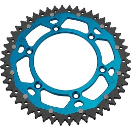 Corona bimetálica de aluminio y acero 52 dientes paso 520 azul Moose Racing KTM