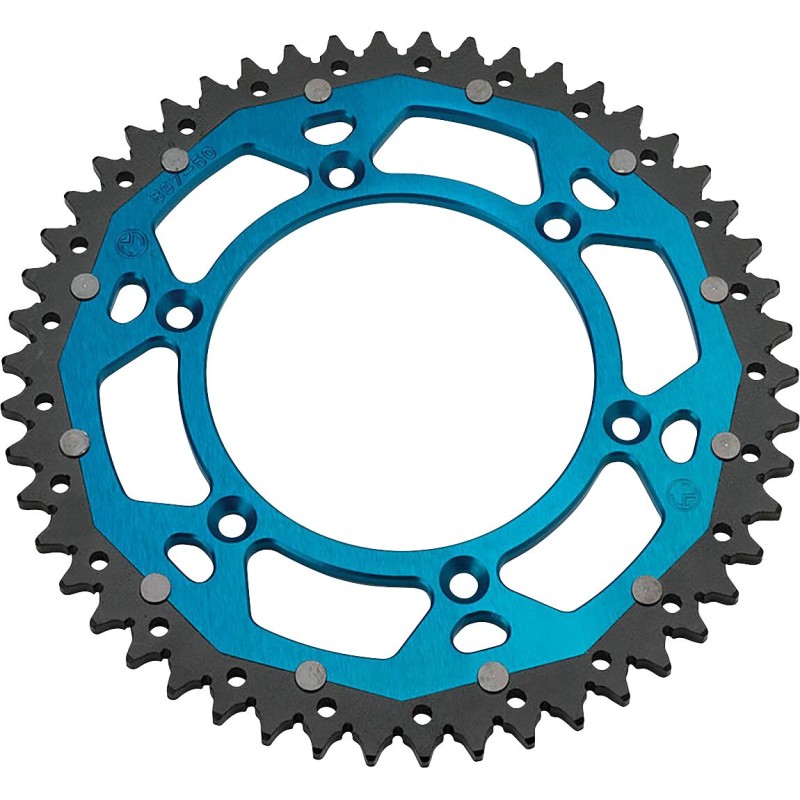 Corona bimetálica de aluminio y acero 52 dientes paso 520 azul Moose Racing KTM