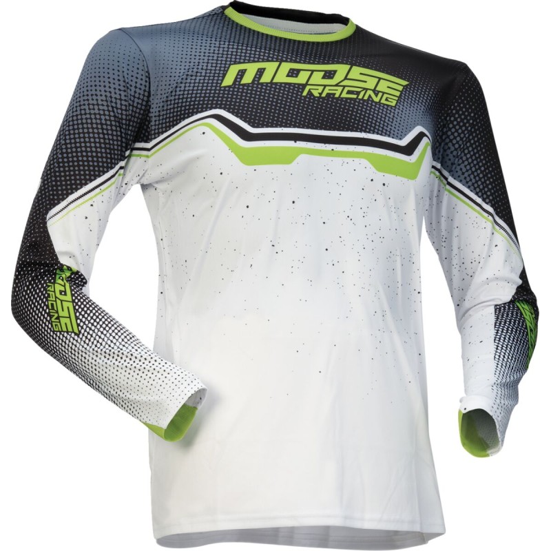 Camiseta infantil Moose Racing Qualifier blanco / negro / verde