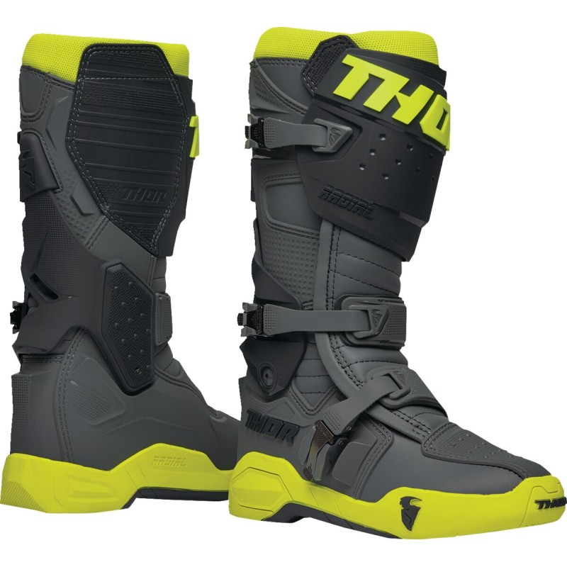 Botas MX Thor Radial grises / amarillo flúor