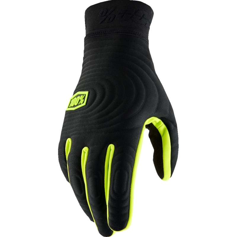 Guantes de invierno 100% Brisker Xtreme negros/amarillos flúor