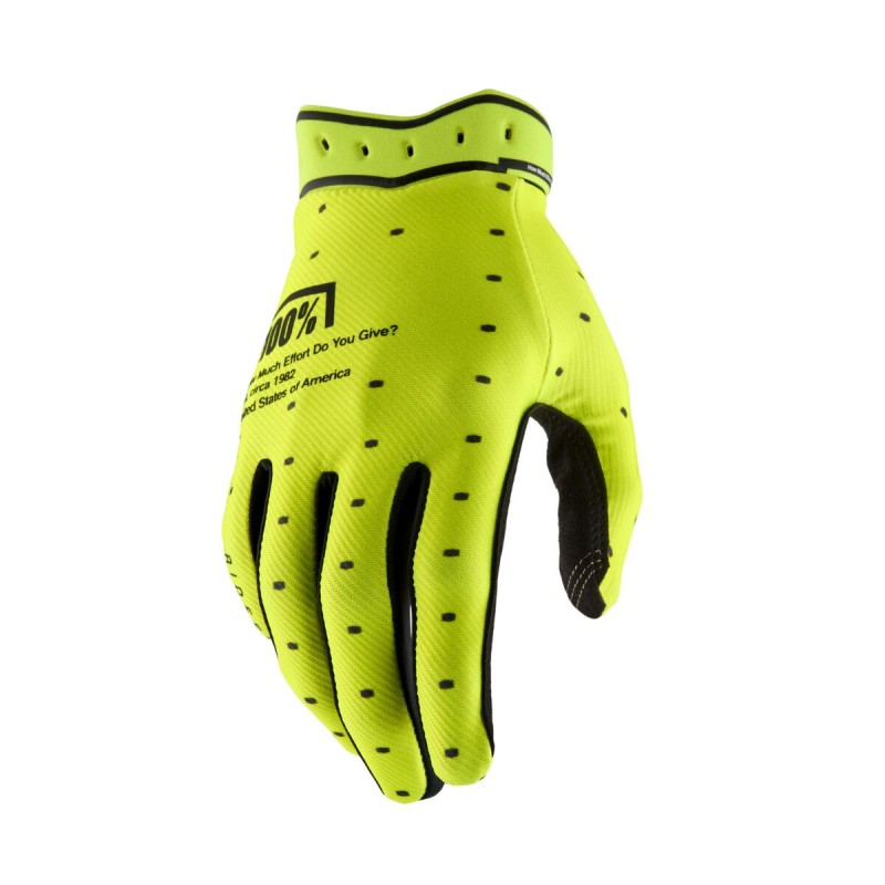 Guantes 100% Ridefit amarillos flúor