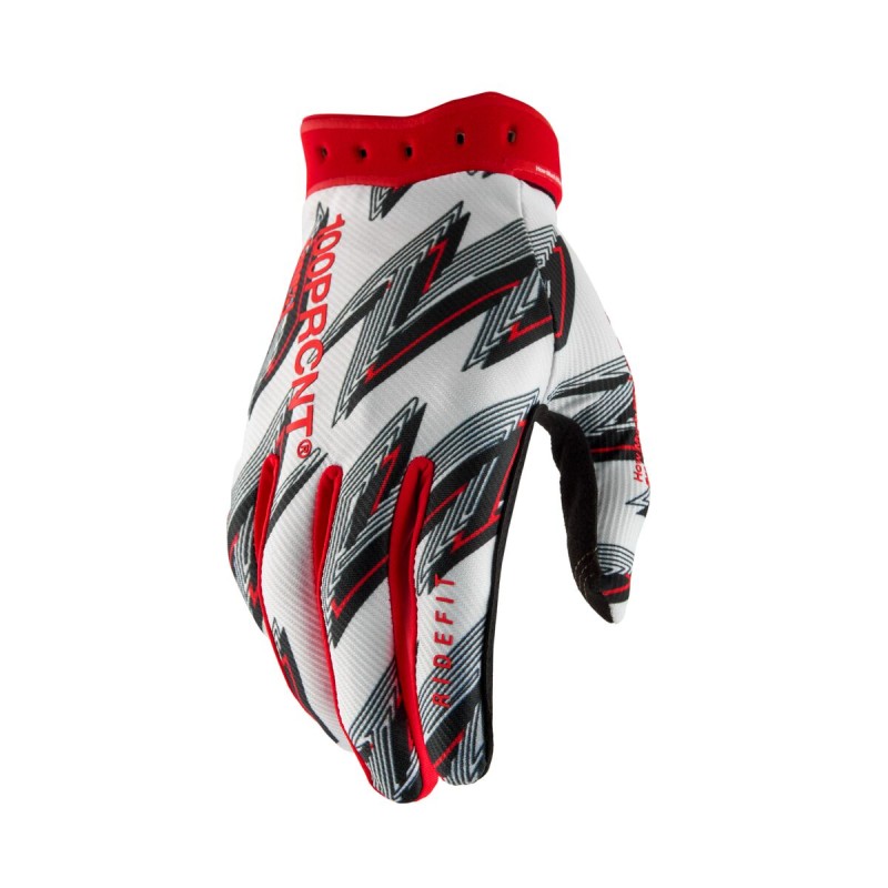 Guantes 100% Ridefit blancos/rojos