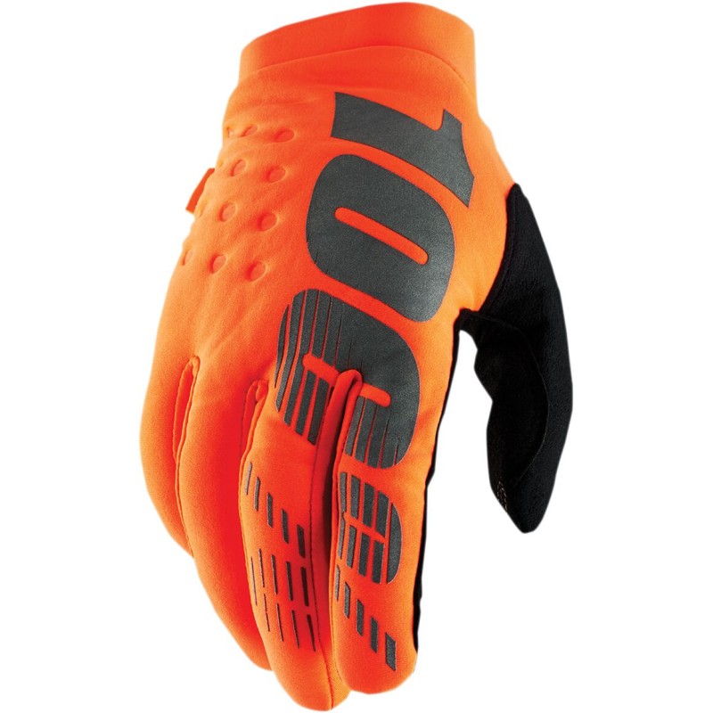 Guantes de invierno infantiles 100% Brisker naranjas flúor/negros