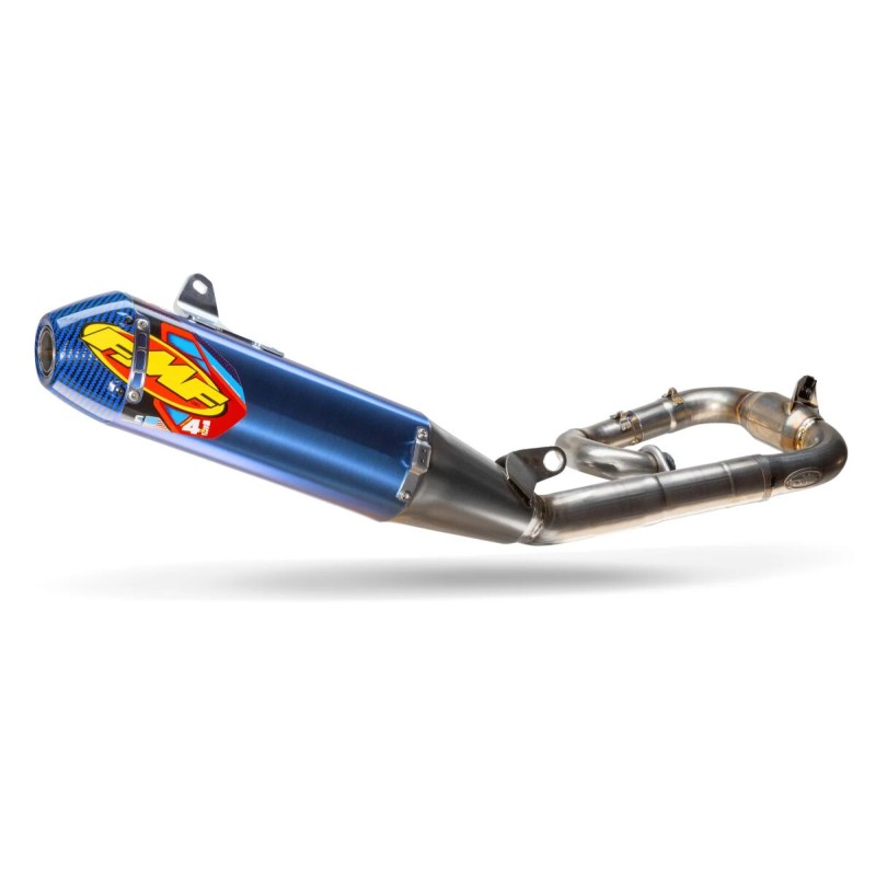 Escape completo FMF 4.1 RCT silencioso titanio anodizado con tapa carbono azul, colector titanio - 044489