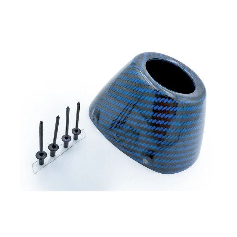 Tapa final de carbono negra y azul para silencioso RCT FMF