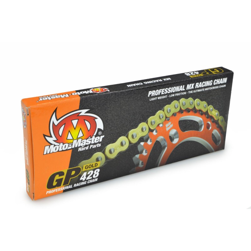 Cadena GP paso 428 134 eslabones dorada Moto-Master