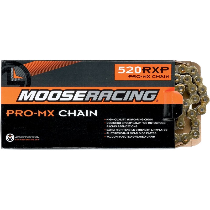 Cadena reforzada RXP Pro-MX paso 520 120 eslabones dorada Moose Racing
