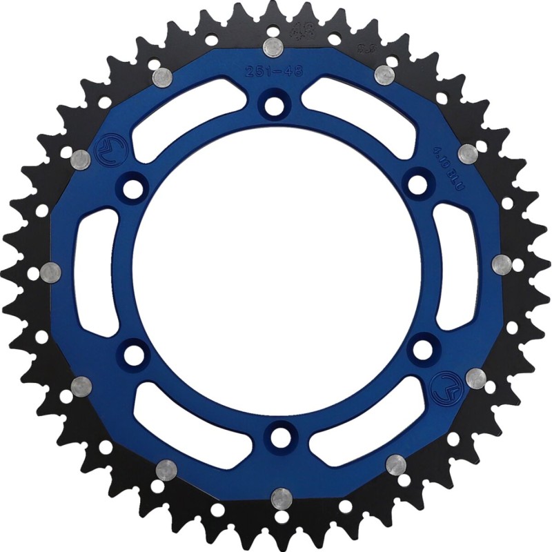 Corona bimaterial de aluminio y acero 48 dientes paso 520 azul Moose Racing