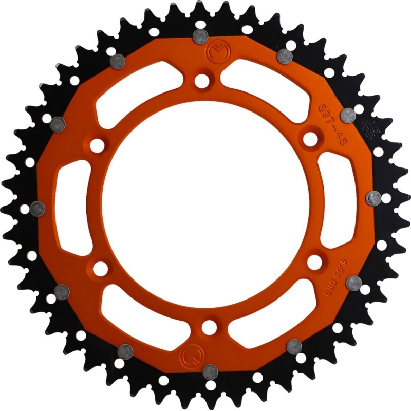 Corona bimaterial de aluminio y acero 48 dientes paso 520 naranja Moose Racing