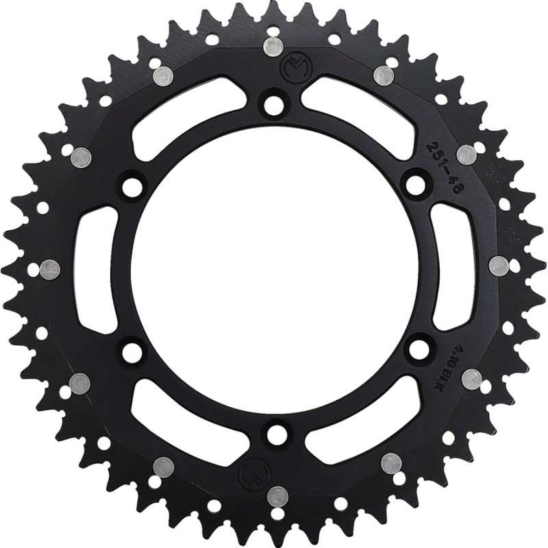 Corona bimaterial de aluminio y acero 48 dientes paso 520 negra Moose Racing - 1210-251-48-10X