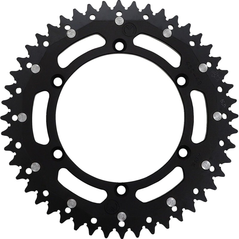 Corona bimaterial de aluminio y acero 48 dientes paso 520 negra Moose Racing - 1210-460-48-10X
